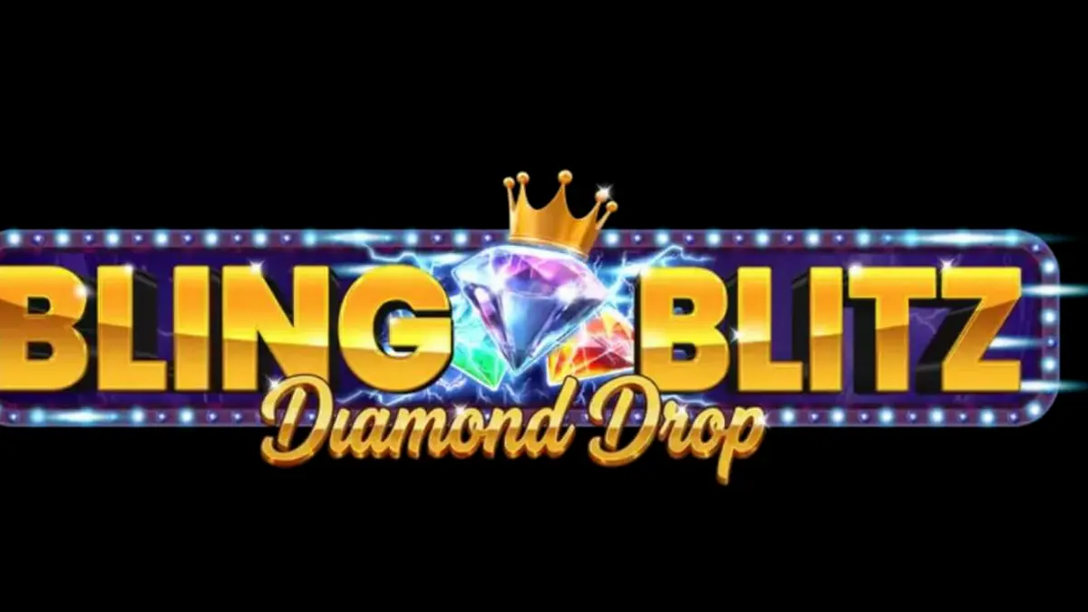 Interface do jogo de slot Bling Blitz Diamond Drop com símbolos de diamantes e moedas